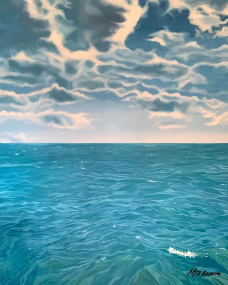 Lake Michigan With Fluffy Clouds